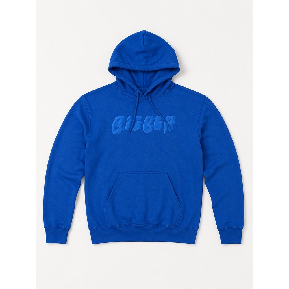 Justin Bieber *DUPE* Blue Puff Print Logo Hoodie Sweatshirt Mens Medium